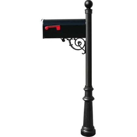 Lewiston E1 Economy Mailbox System with Fluted Base & Ball Finial, Black LPST-804-E1-BL